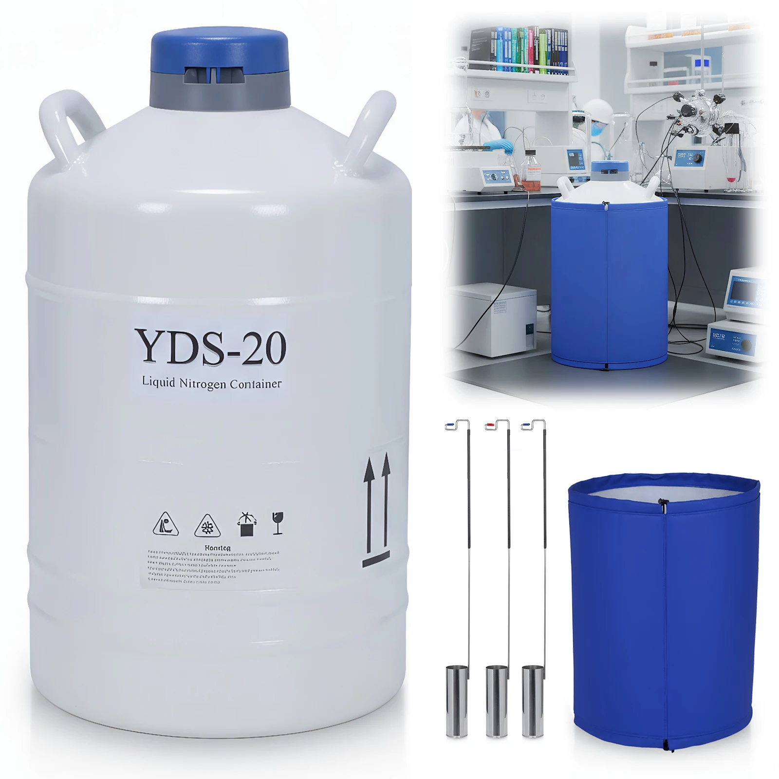 

20-литровый контейнер для жидкого азота из алюминиевого сплава с 3 баллонами и сумкой для переноски, криогенный резервуар для косметической индустрии и хранения спермы