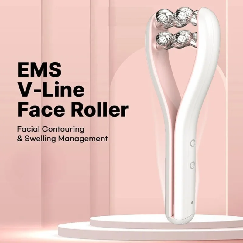 Dispositif de sculpture du visage à rouleau pour Massage du visage en forme de V, Instrument de beauté à double menton à microcourant EMS pour usage domestique