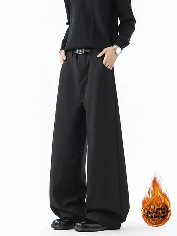 

Мужские зимние брюки American Sle в стиле пэчворк, с начесом, повседневные, прямые, с высокой талией, широкие штанины