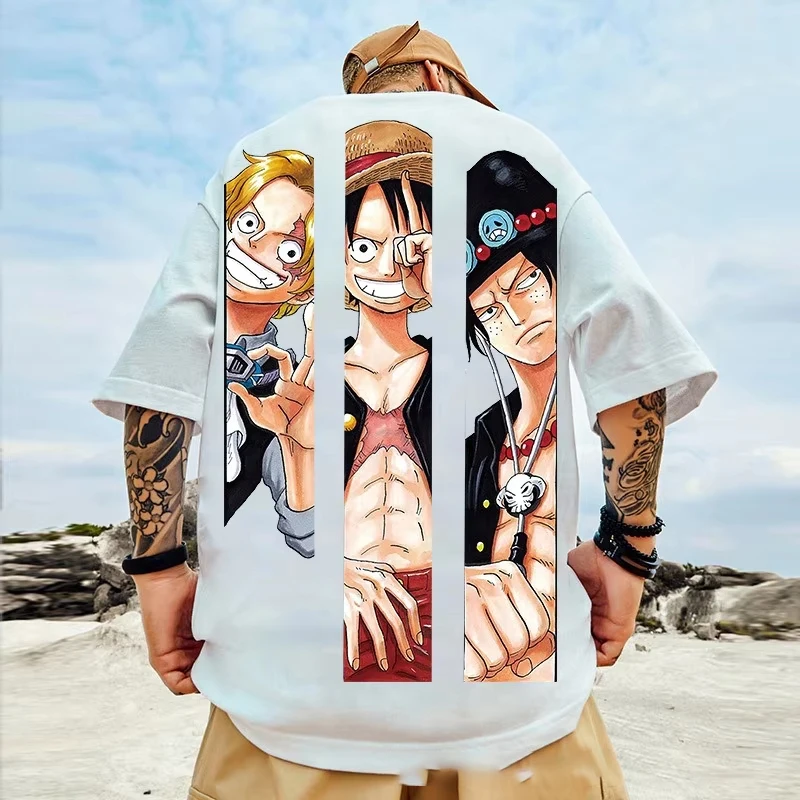 Japanische Anime ONE PIECE Baumwolle Unisex T Shirt Männer Baju Lelaki Wanita Perempuan Anime Grafik Kinder T-shirt Kurzen ärmeln Frauen