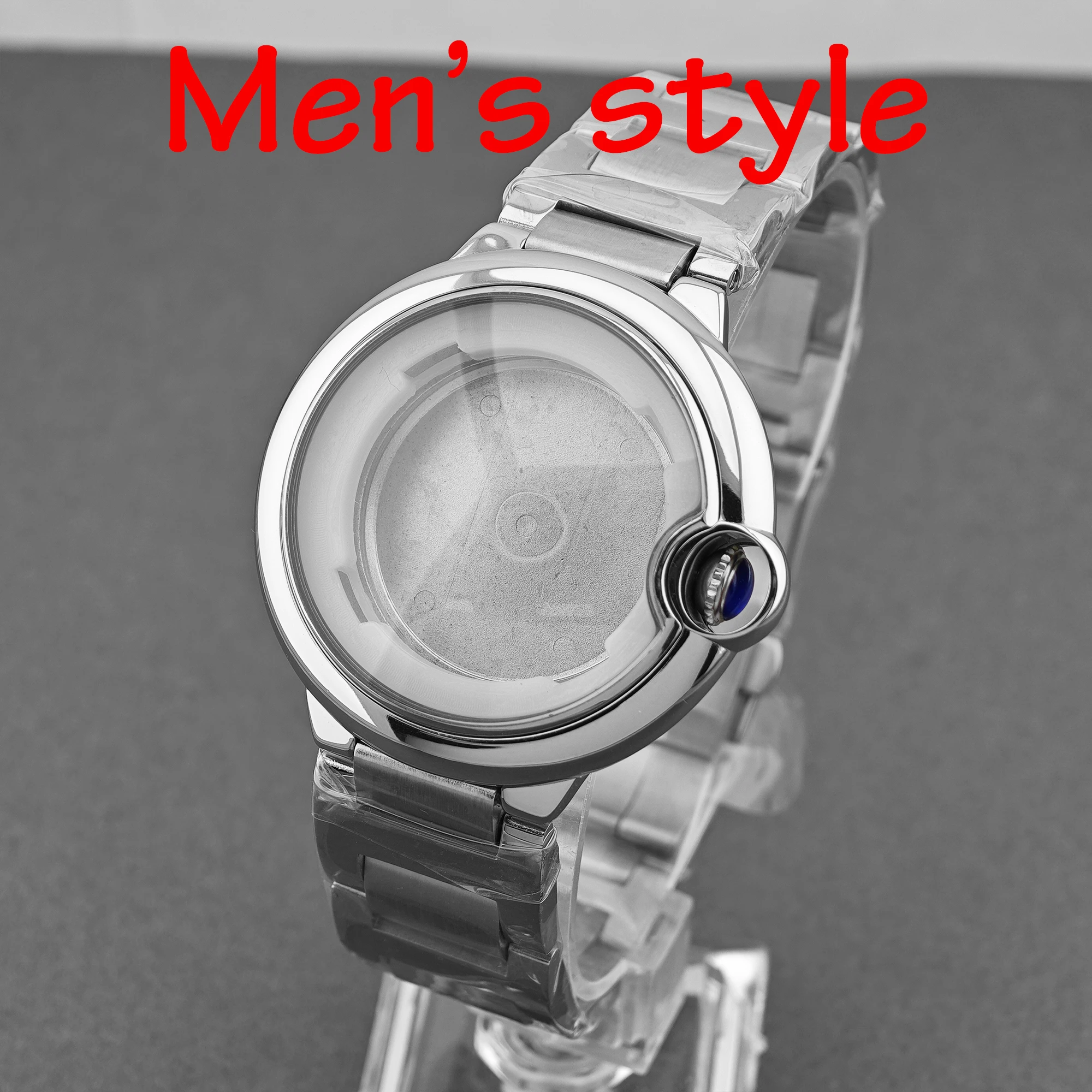 مجموعة علبة ساعة على شكل زوجين مقاسات 42 مم/32.8 مم مادة من الفولاذ المقاوم للصدأ مناسبة لحركات ميوتا 8215 / ST6 مشبك على شكل فراشة