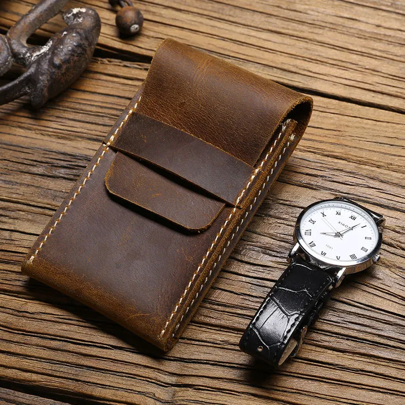 Leather Watch Bag With Convenient Flip Cover Simple Watch Storage Bag Single Piece Watch Leather Case To Prevent Scratches