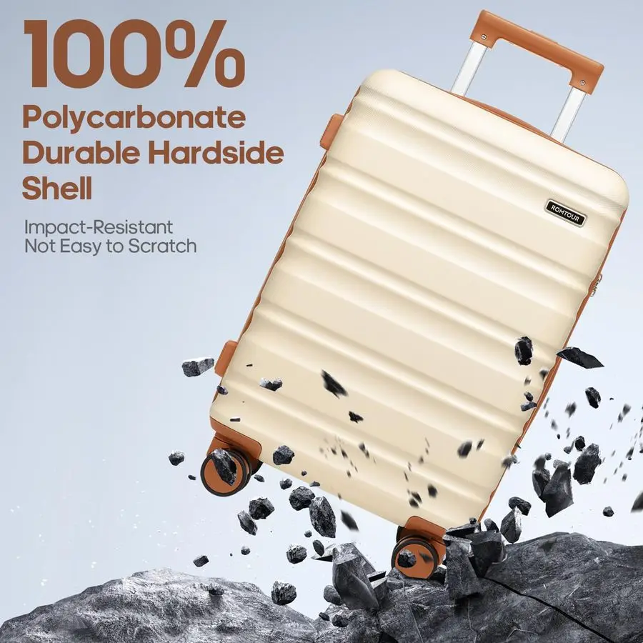 ピースラゲージセット 20インチ 機内持ち込みスーツケース スピナーホイール付き、PCハードシェル TSAロック、拡張可能＆完全裏地付きインテリア、AI