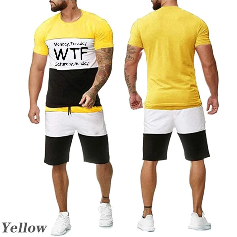 New Summer Fashion Men's Color Matching Short Sleeve Top Casual Sportswear Kappa Printed T-shirt+Shorts Two-piece Set