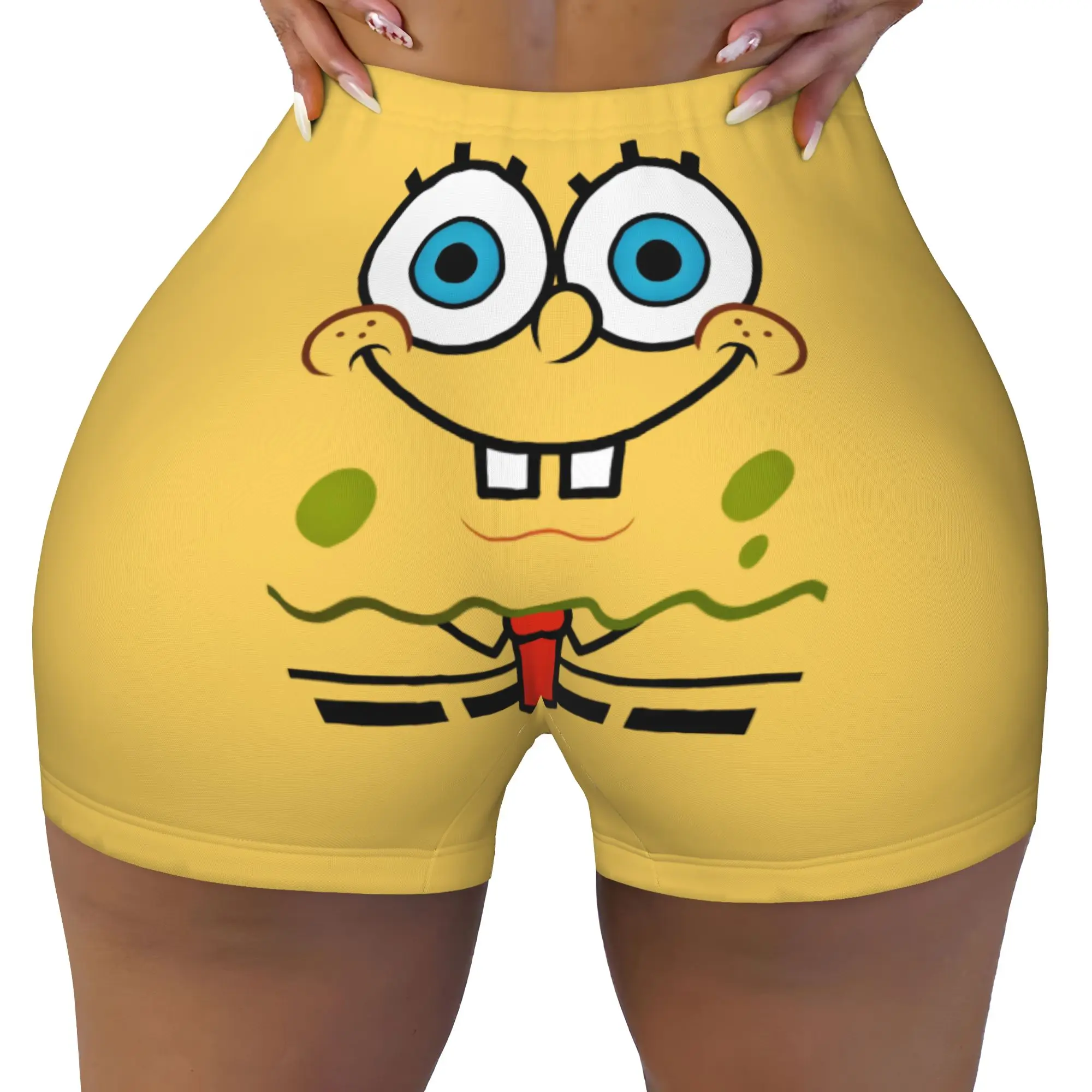 Custom Women S-Sponged Anime Bobed Workout Yoga Shorts Cartoon Athletic Gym Running Volleyball Shorts