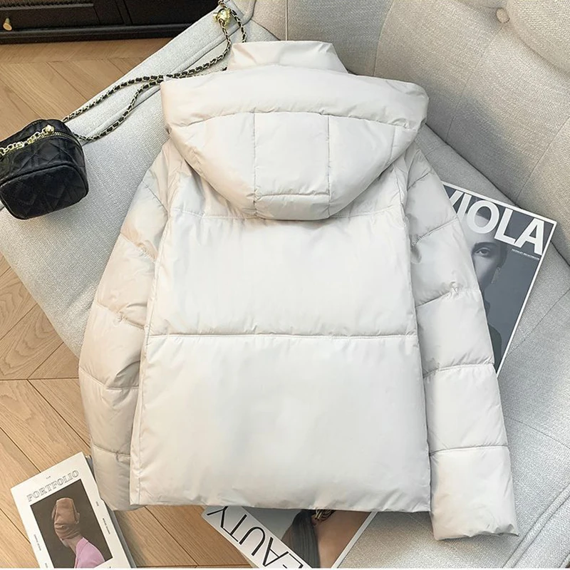 Winter New 2026 Chic Down Cotton-Padded Jacket Women's Short Overcoat Korean Hooded Thick Warm Parka Fashion Loose Cotton Jacket