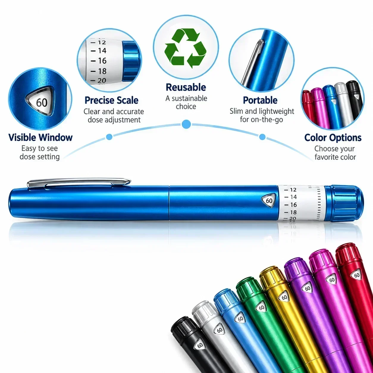 Metal Magic Injection Pen Reusable V4 Precise Scale Dosing Injector Comfort Non-Slip Grip Lightweight Handheld Injecting Tool