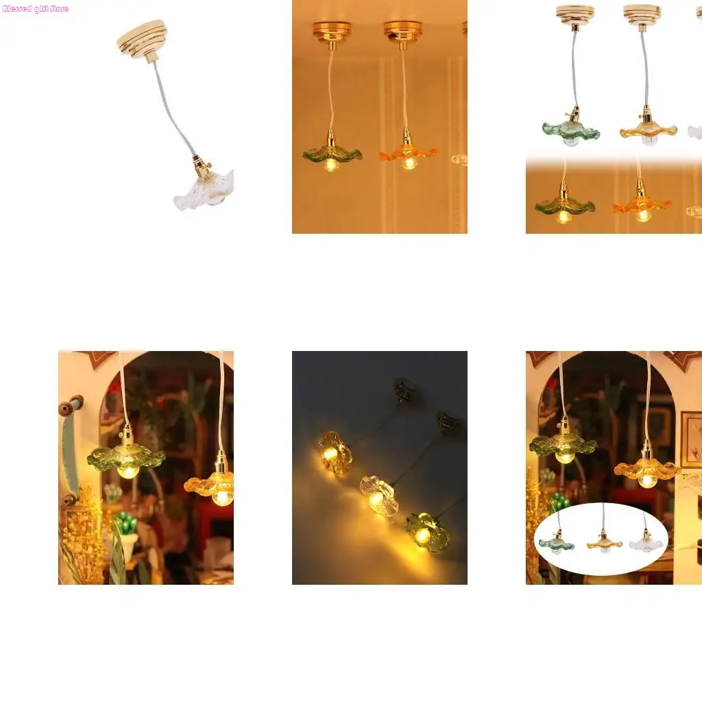 D0JC Realistic Chandelier Model for Dollhouses Bedroom Ceiling Light Photo Props