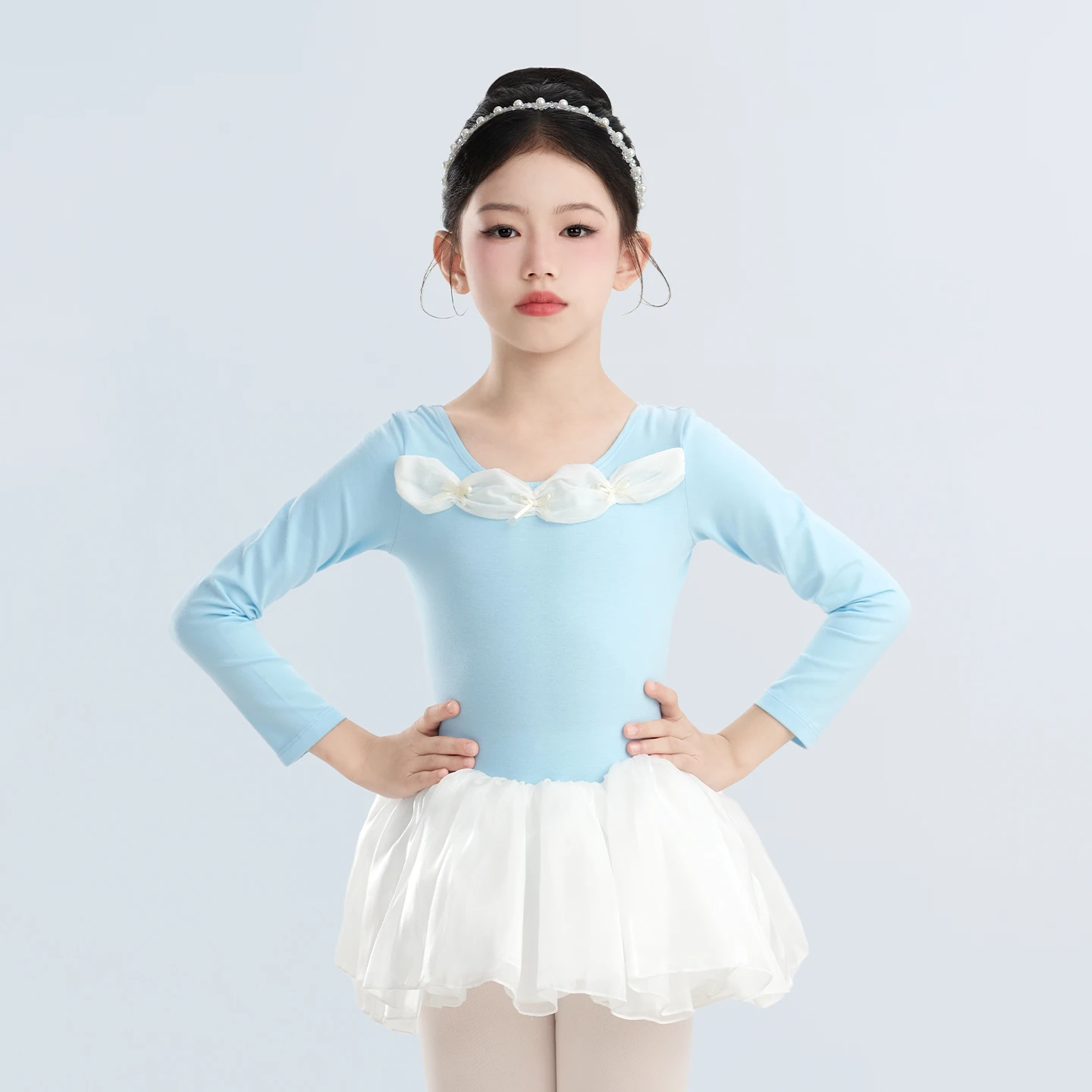 Robe Tutu de Ballet pour filles, jupe bouffante en Organza papillon, jupe en maille, manches longues bouffantes, Costumes de justaucorps de danse et de gymnastique pour enfants
