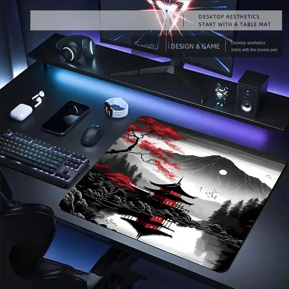 

Black and Red Fantasy Scenery Mouse Pad Desk Mat Gaming mats with Stitched Edge Durable Non-Slip 40X45CM mousepads desk pad