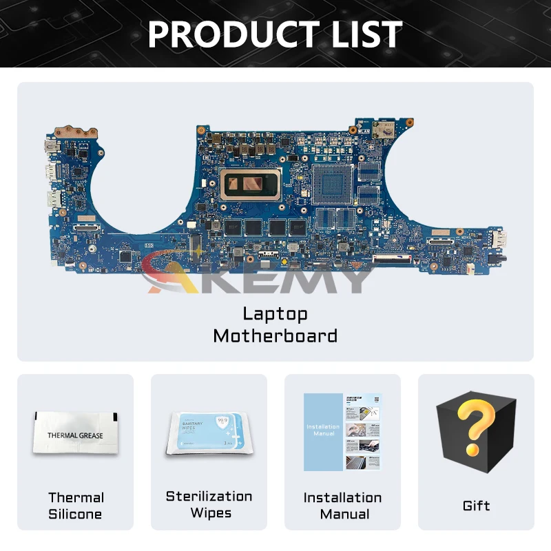 Imagem -06 - Akemy Ux534ft Placa-mãe para Laptop Asus Zenbook 15 Ux534fa Ux534ftc Ux534fac Ux534fn Mainboard i5 i7 Cpu Gtx1650 8g 16g Ram