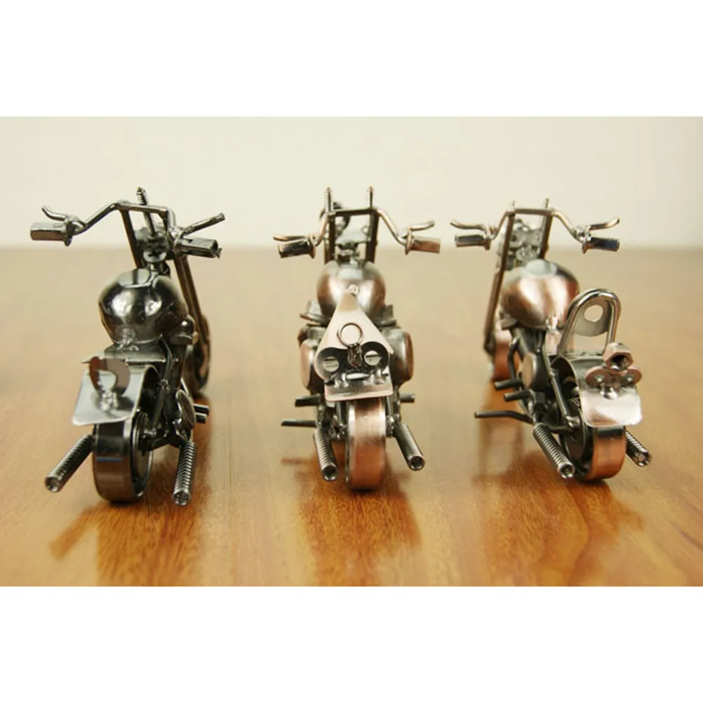 

Vintage Iron Motorcycle Desktop Ornament Creative Mini Metal Home Decor for Living Room Bedroom Office Photography Props Micro