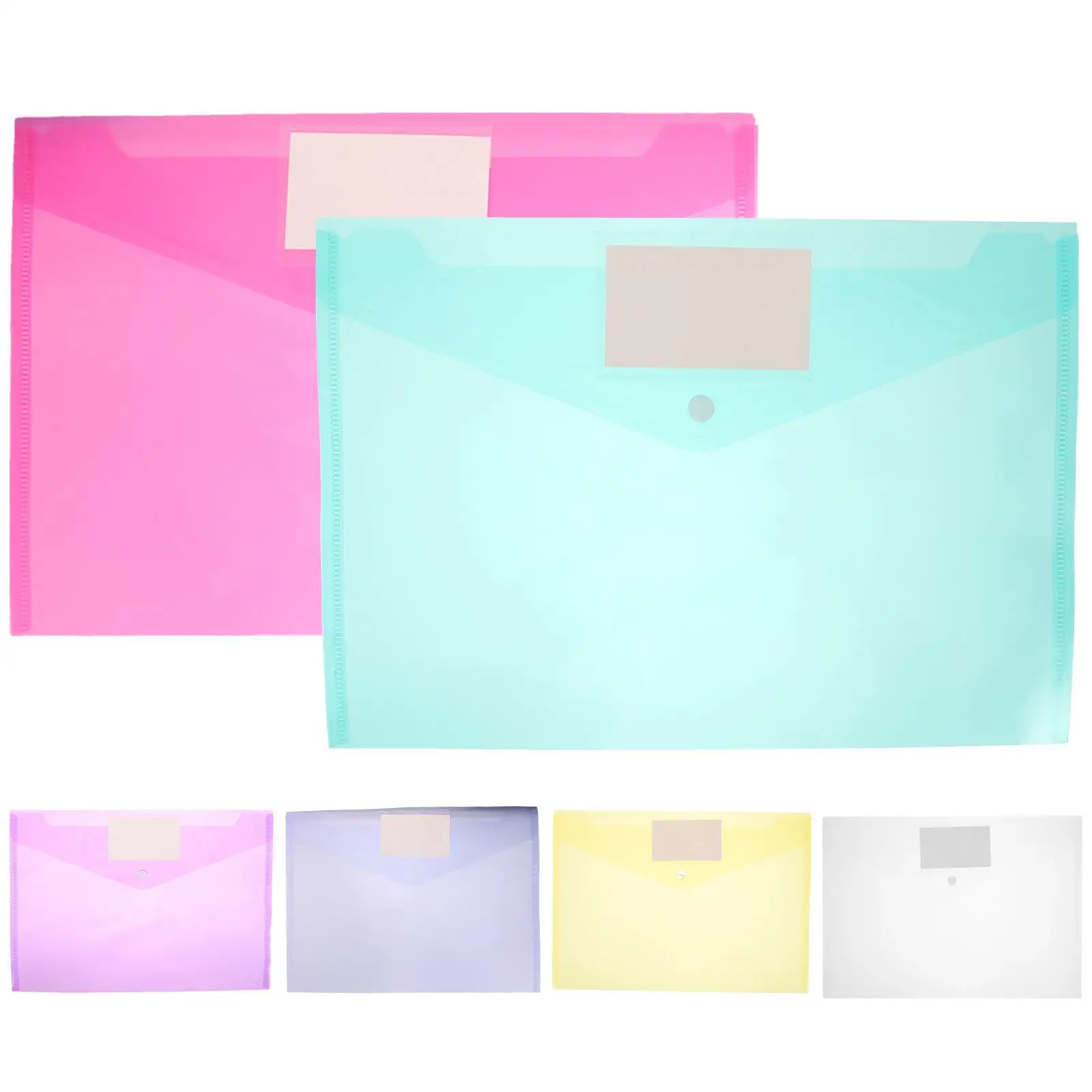 6 Pcs File Holder Document Folders Thick Organizers Documents Bag Office Envelopes Transparent Button Design Bags