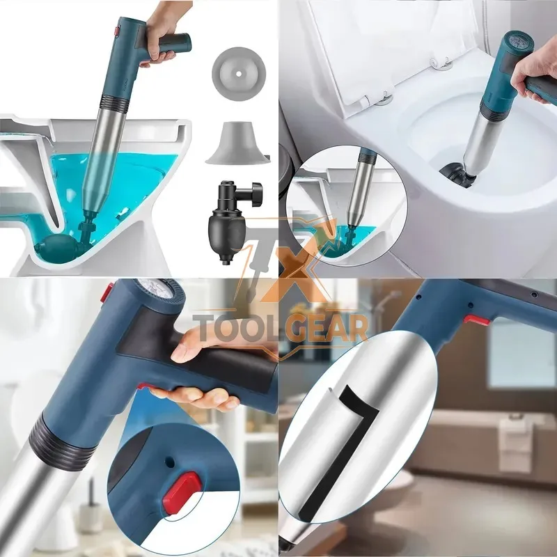 2026China*Factory* New Pipe Dredger Electric Air Pressure Plumbing Tools Toilet Plunger High Pressure Snake Drain Unclog