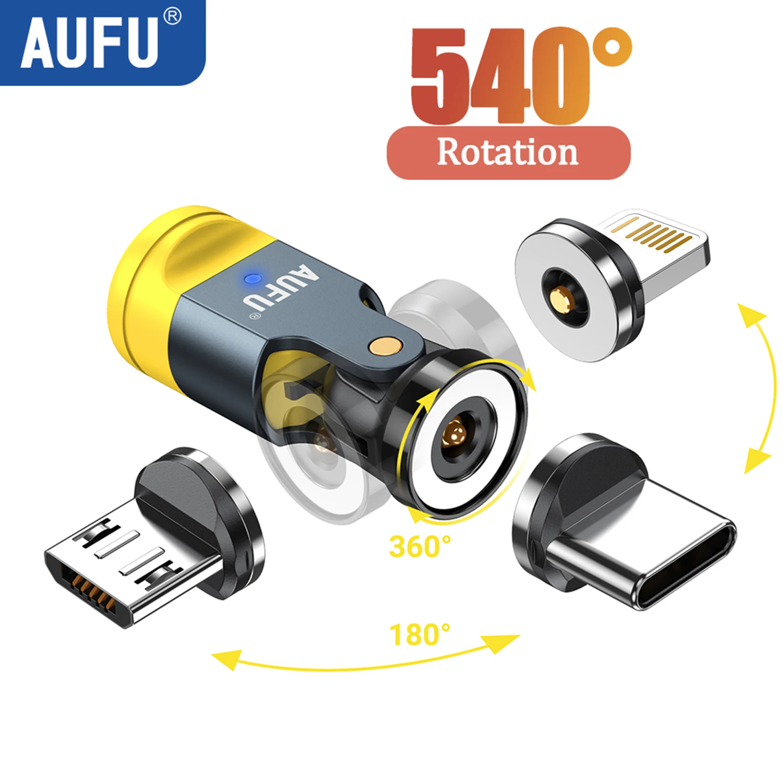 AUFU – adaptateur magnétique rotatif à 540 degrés, câble de chargement USB vers type-c, convertisseur magnétique USB C femelle pour téléphone portable iPhone17