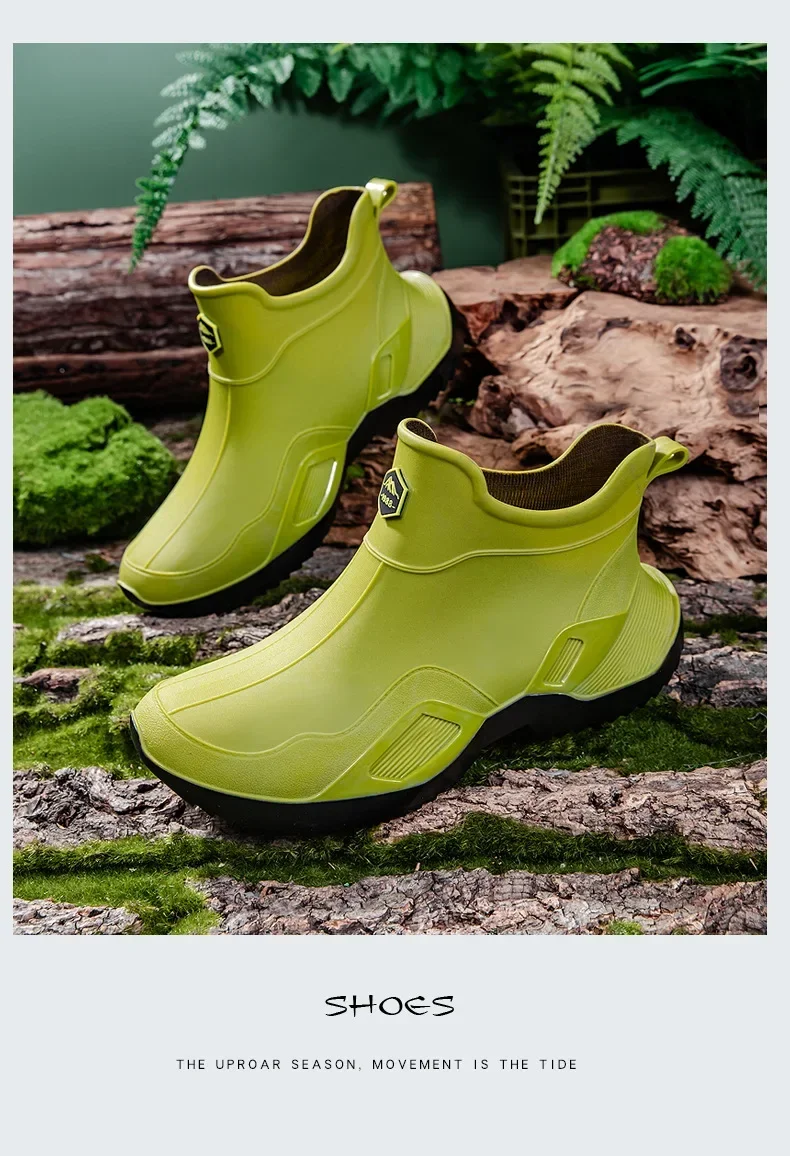 Unisex Kurze Regenstiefel Rutschfest Verstärktes PVC-Material Runde Zehenkappe Knöchelhoch Paarstiefel für Frühling und Sommer Wasserschuhe – Detail 38