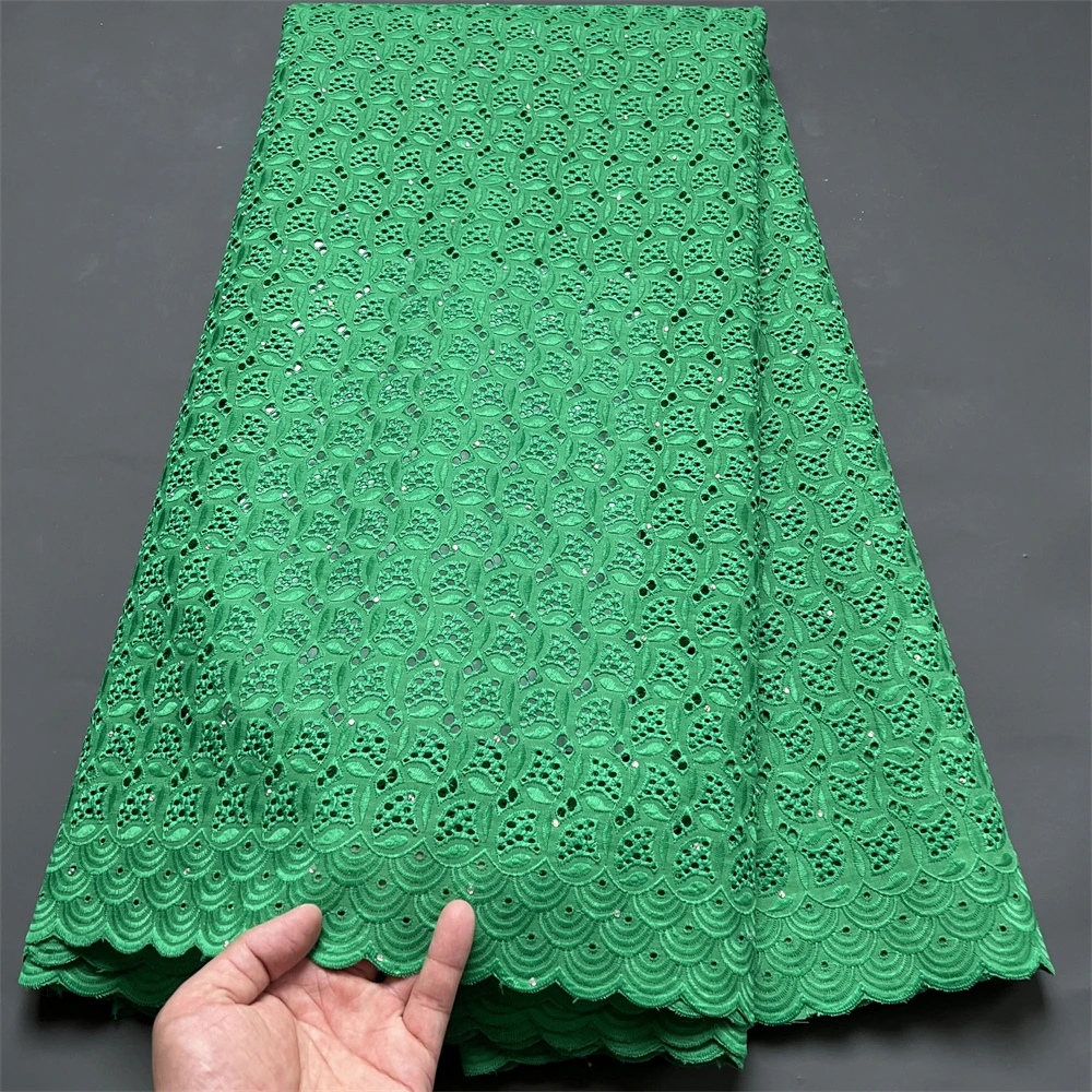 2023 Latest High Quality African Nigerian Pure Tulle Damask Lace Fabric Embroidery Party Dress Sequins  Cotton Cloth 5yards