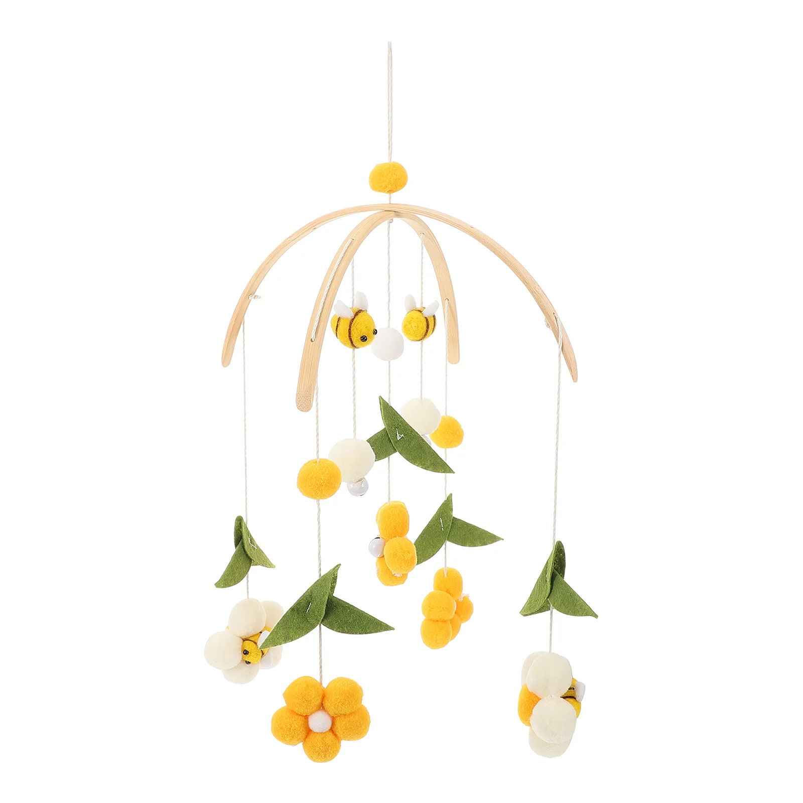 

Baby Mobile Woven Flower Bee Wind Chime Pendant Nursery Room Hanging Decoration Crib Bedside Felt Flower Crib Balls Hanging