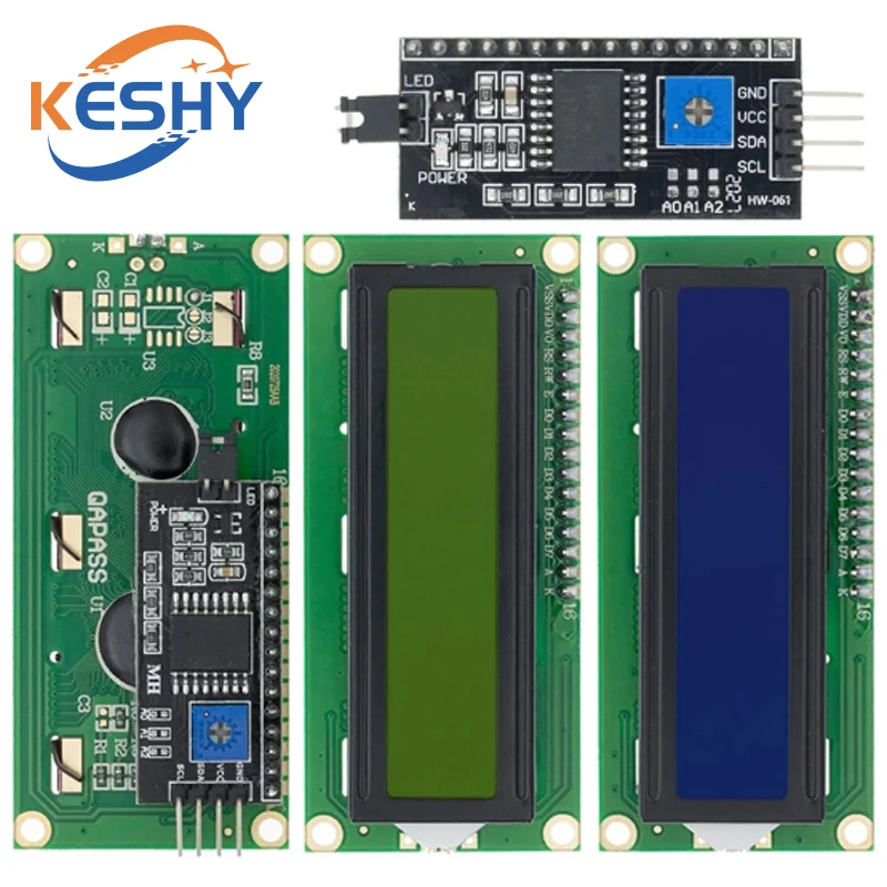 LCD1602 1602 modulo LCD blu/giallo schermo verde 16x2 caratteri Display LCD muslimex PCF8574 interfaccia IIC I2C 5V per Arduino