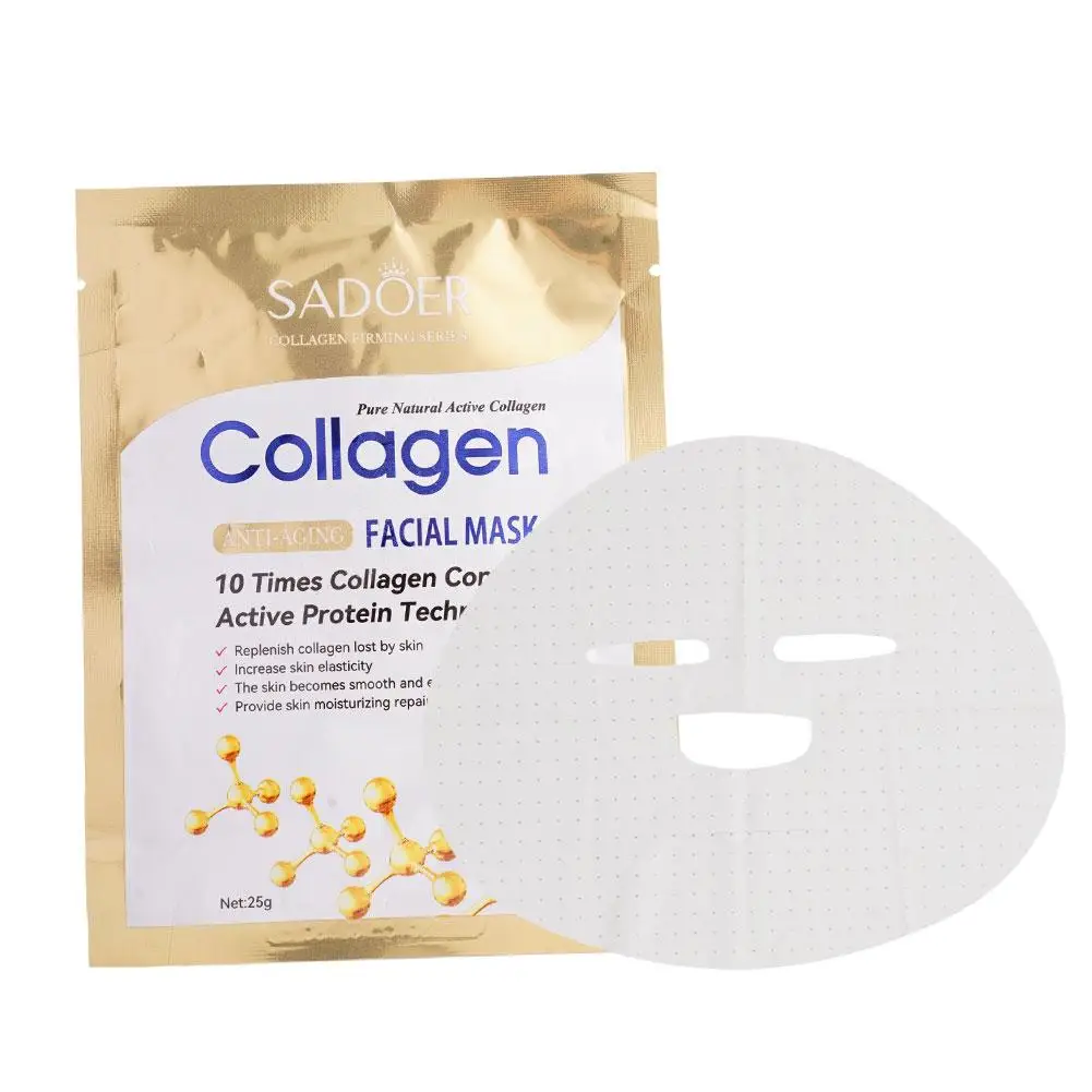 Mascarillas faciales de colágeno, cuidado de la piel suave, mejora el secado, coreano, cosméticos, belleza, reparación, reposición de agua, U0E1