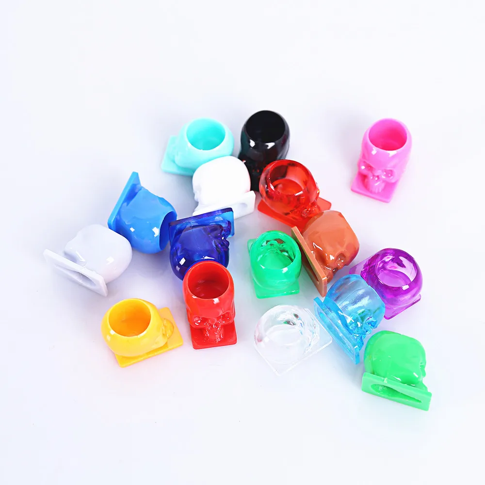 Newest 11*13mm 50pcs/bag  Disposable Miexd Colors Tattoo Skull Ink Cup