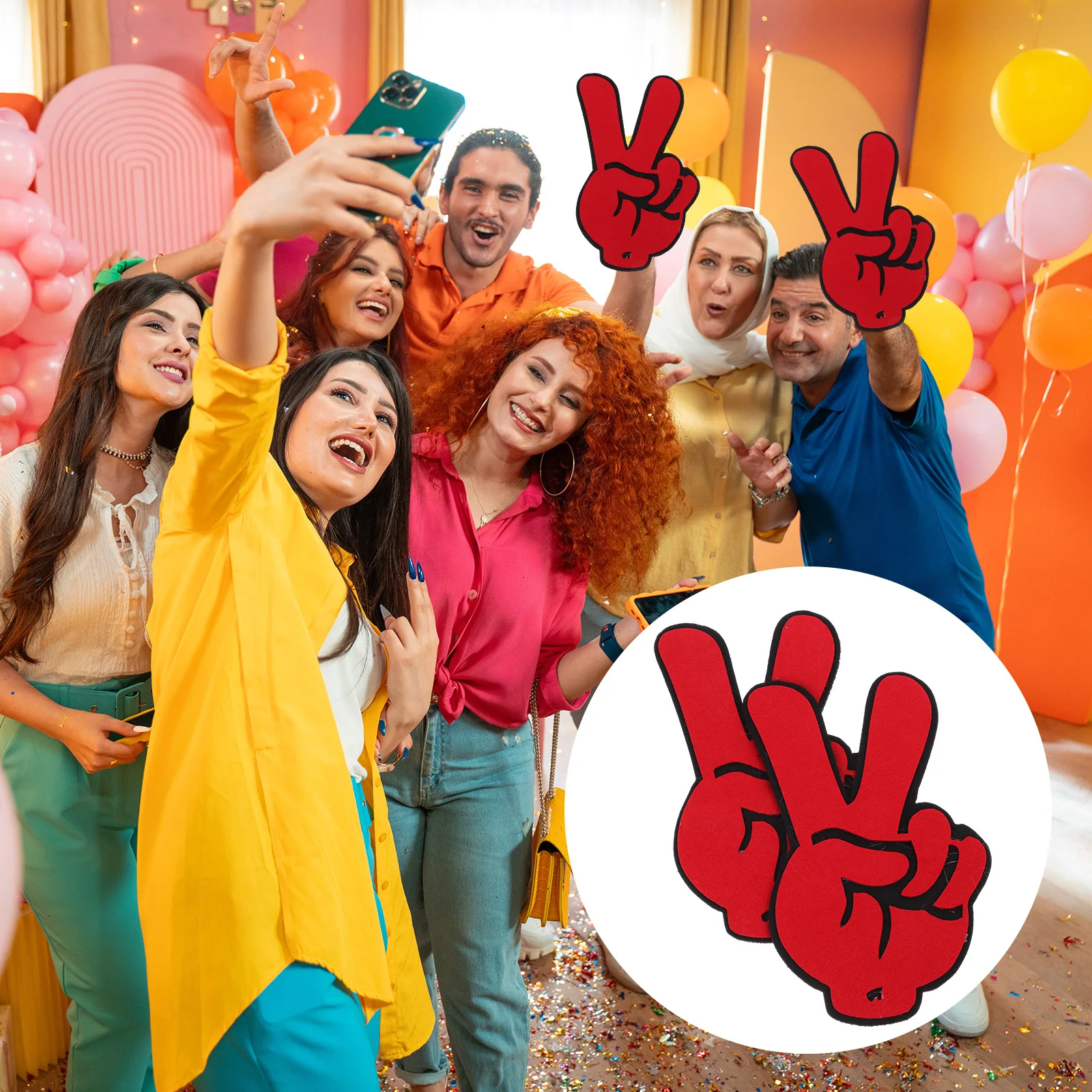 

2pcs Felt Cloth Finger Cheerleading Props Victory Gesture Party Sports Fan Finger Bulk For Sporting Events Team Spirit Hand