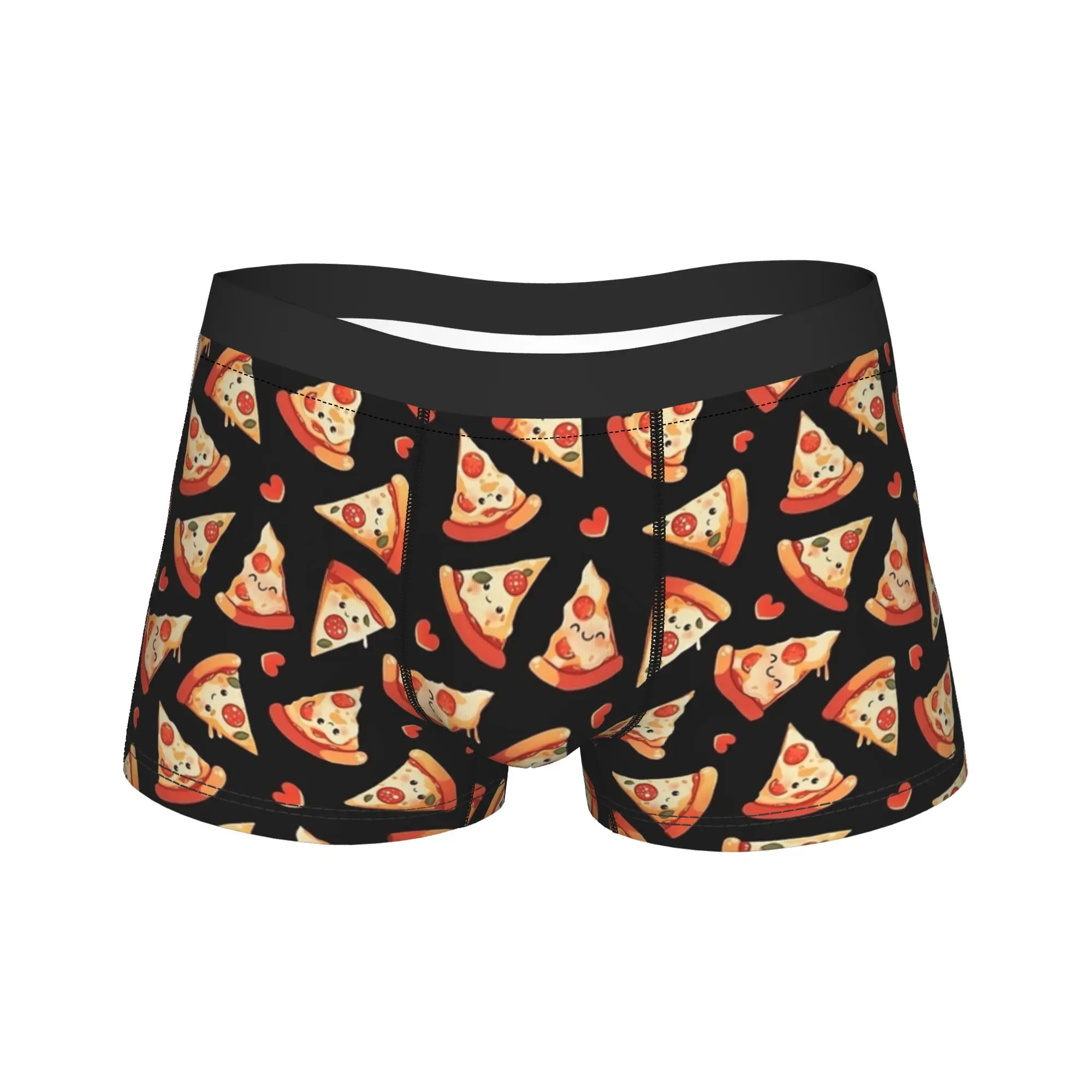

Pizza is my Love Language Kawaii Boxershorts Pouch Underwear Quality Printed Boxer Brief Novelty Males Underpants Plus Size