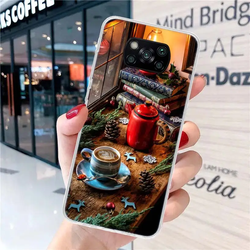 Winter Coffee Christmas Soft Phone Case for Xiaomi Poco X6 X5 X4 Gt X3 Nfc F6 F5 Pro M5s M5 M4 M3 F4 F3 F2 F1 Capa Coque Cover f