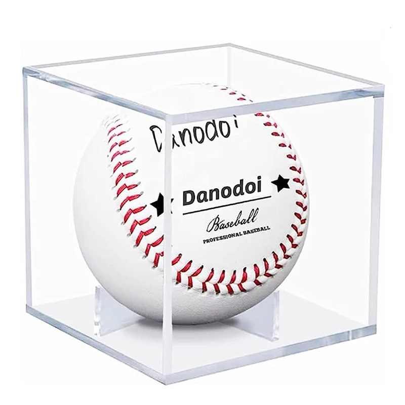 80mm Dustproof Acrylic Baseball Display Case Built-In Stand Waterproof Clear Ball Display Box Cube Holder Collectible Souvenir