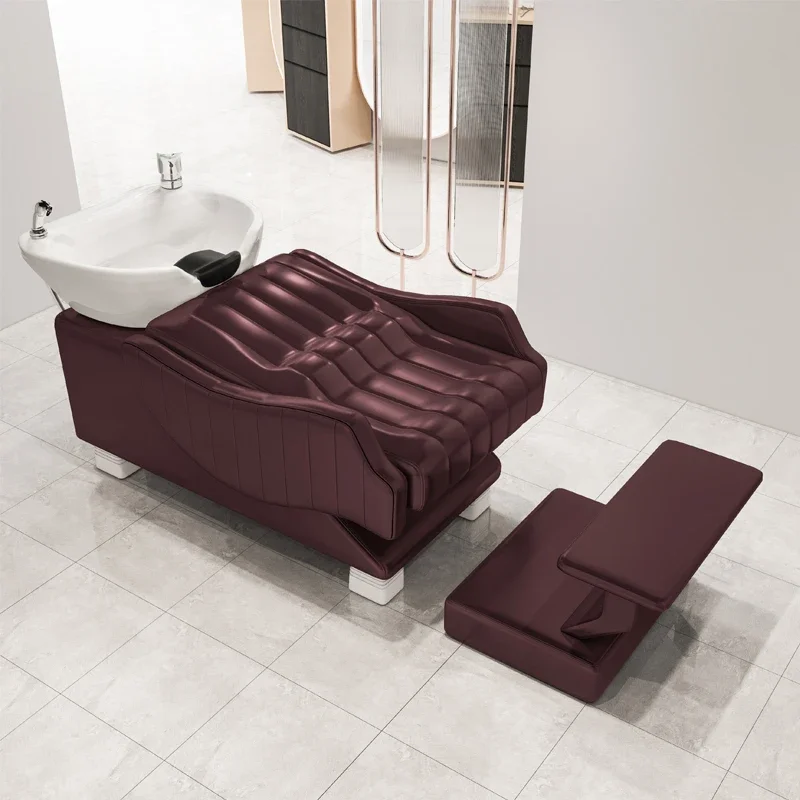 

Italian Light Luxury Durable Professional Washbasin Therapy Hairdressing Bed Men Shaving Spa Water Therapy Hairstyle Cadeira