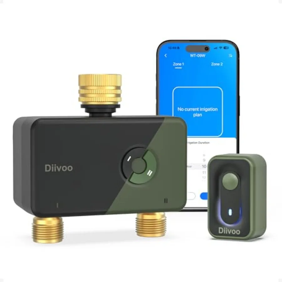 

Умный Wi-Fi таймер для полива на 2 зоны с латунным клапаном, управлением через приложение и совместимостью с Alexa Google Home, на 12 зон ирригации