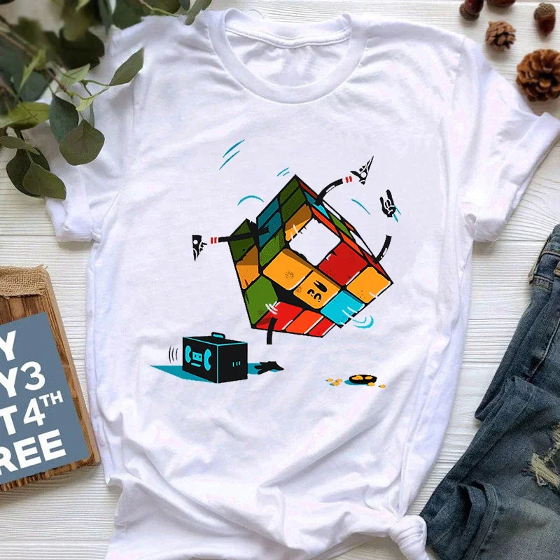 Magic Cube Printed O-neck T Shirt  Summer Graphic Tees Women Casual Hip Hop  Women's Tee High Quality Short Sleeve T-Shirt