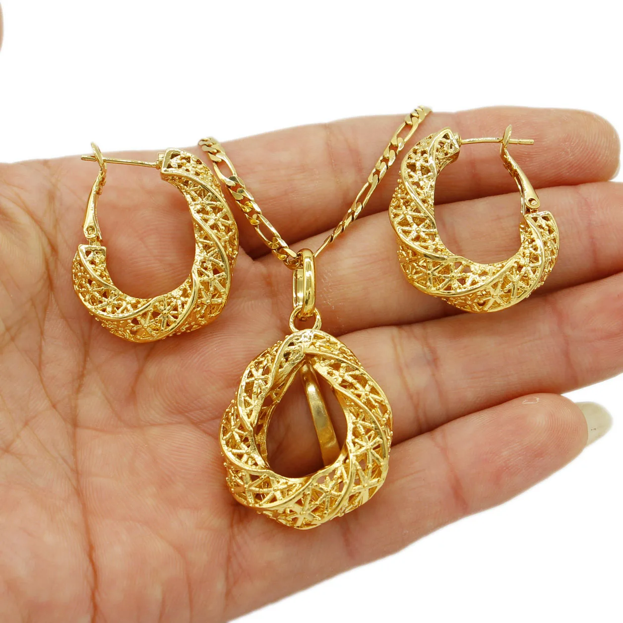 

Adixyn Newest Hollow Gold Color jewellery set Turkish Egyptian Algeria Indian Moroccan Saudi girls women jewelry N022010