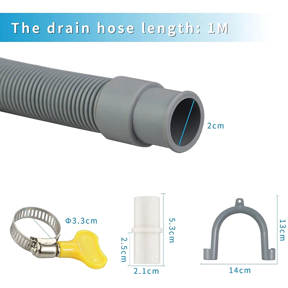 ชุดต่อขยายท่อระบายน้ํา ท่อเครื่องซักผ้าอเนกประสงค์ 1 ม. พร้อมขั้วต่อท่อยึดและแคลมป์ยึดท่อ ท่อระบายน้ํา