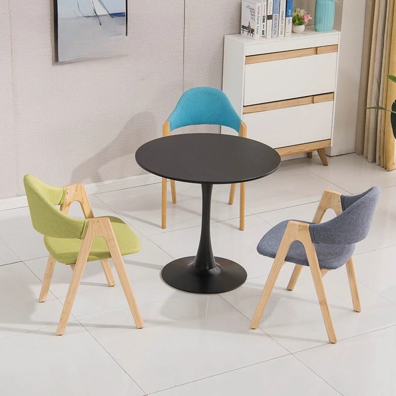 

Solid wood café school simple and fashionable rectangular home milk tea shop dining table and chairs