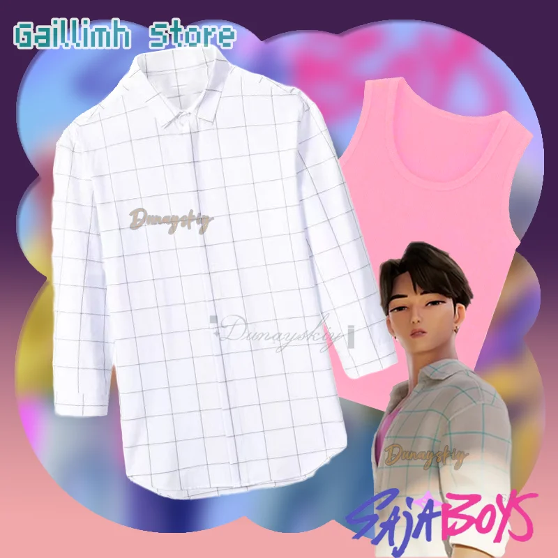 

30CM Wig Anime Movie K-Pop Demon Hunters Saja Boys Jinu Cosplay Costume Cosplay Wig Halloween party Pop Stage Performance Shirt