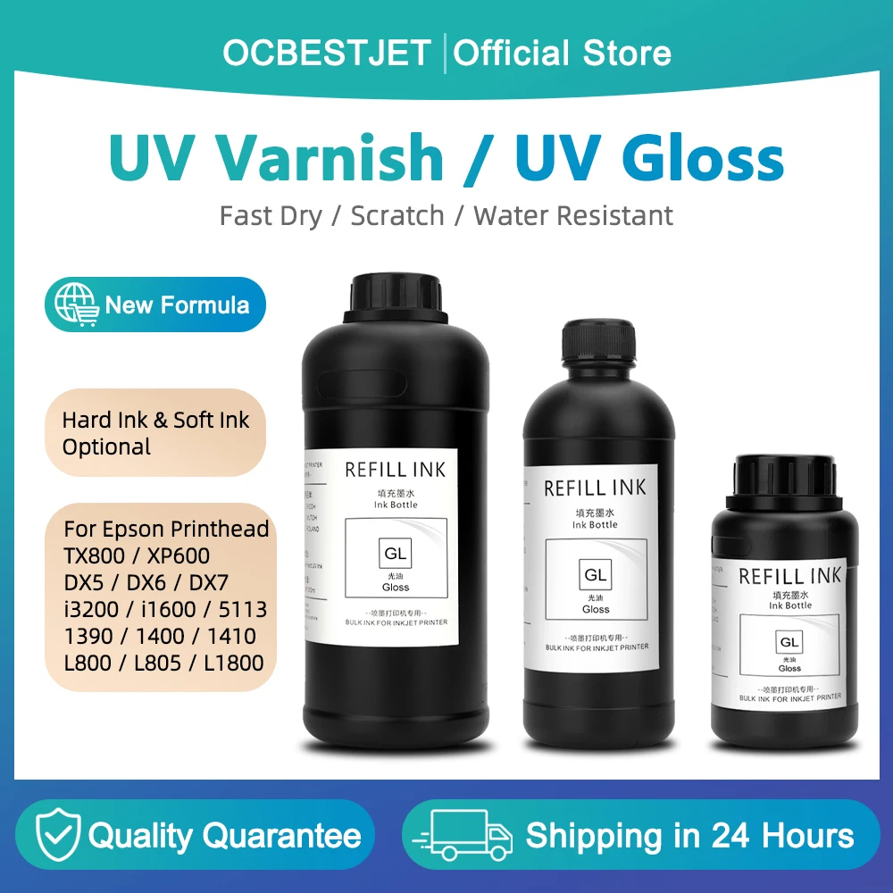 

Блестящие УФ-лакины для Epson TX800 XP600 DX5 DX6 DX7 i3200 i1600 5113 4720 1390 1400 1410 L800 L805 L1800 УФ-чернила для печатающей головки