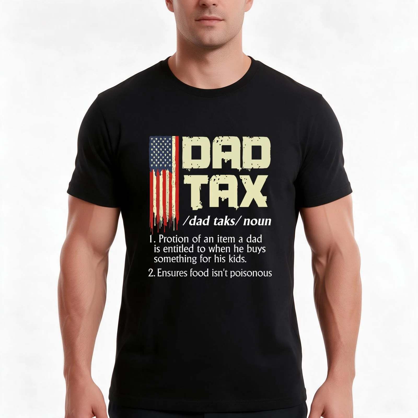 Mens Dad Tax Funny Dad Tax Definition Father's Day T-Shirt, Summer Casual Cotton Tee, Oversized Streetwear Tops, 100% Cotton