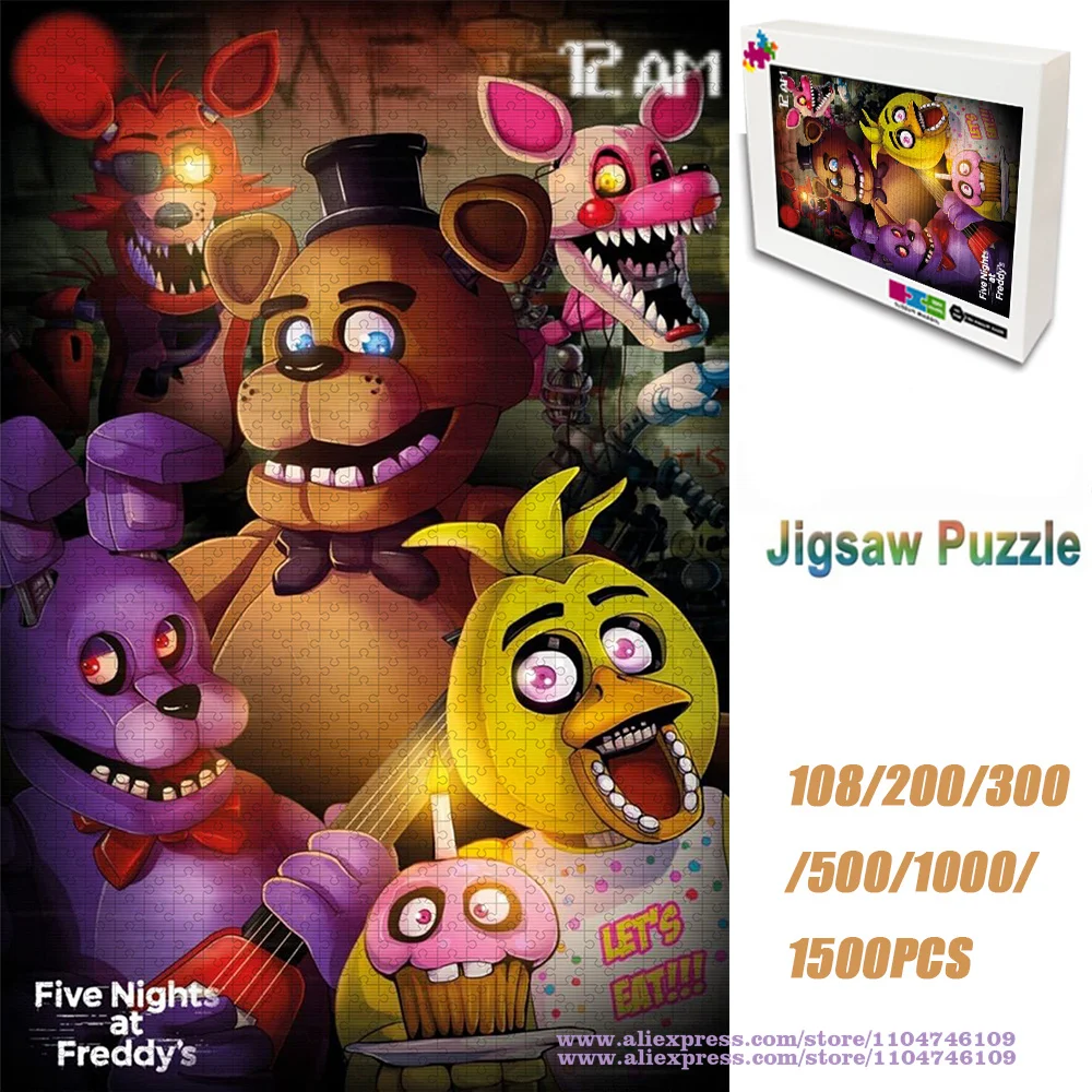 

Five Nights At Freddy's Puzzle Jigsaw 108/200/300/500/1000/1500Pcs Intelligence Puzzles for Kids Gift with Printed Box