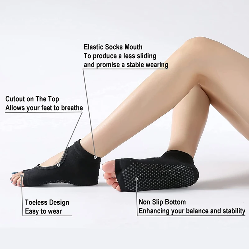 Hohe Qualität Frauen Yoga Socken Anti Slip Zwei Zehe Sport Baumwolle Pilates Socke Atmungsaktiv Schnell Trocknend Ballett Professiona Tanz socke – Detail 2