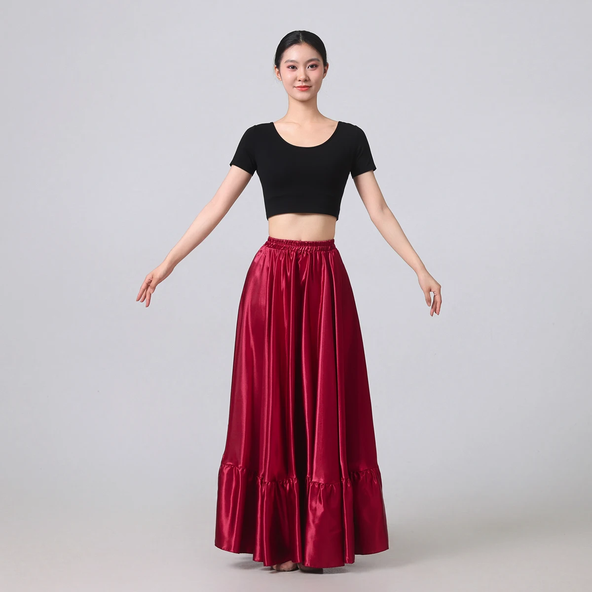 Women's Long Flared Circle Skirt -Satin Flared Full Skirt Boho Vintage A-line Maxi Skirt for Dancing, Party, Daily Wear Skirts