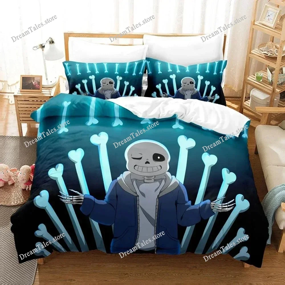 

Комплект постельного белья Undertale Sans: односпальный, двуспальный, королевский размер, для взрослых и детей, с 3D-принтом, игровой дизайн, пододеяльник и простыни