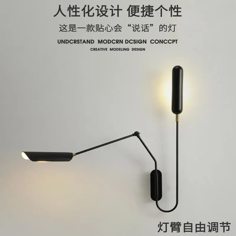 Industrial Adjustable switch Wall Lamp Creative Long arm Reading Bedside Vintage Retro Led E27 Wall Lights Fexibleable Black