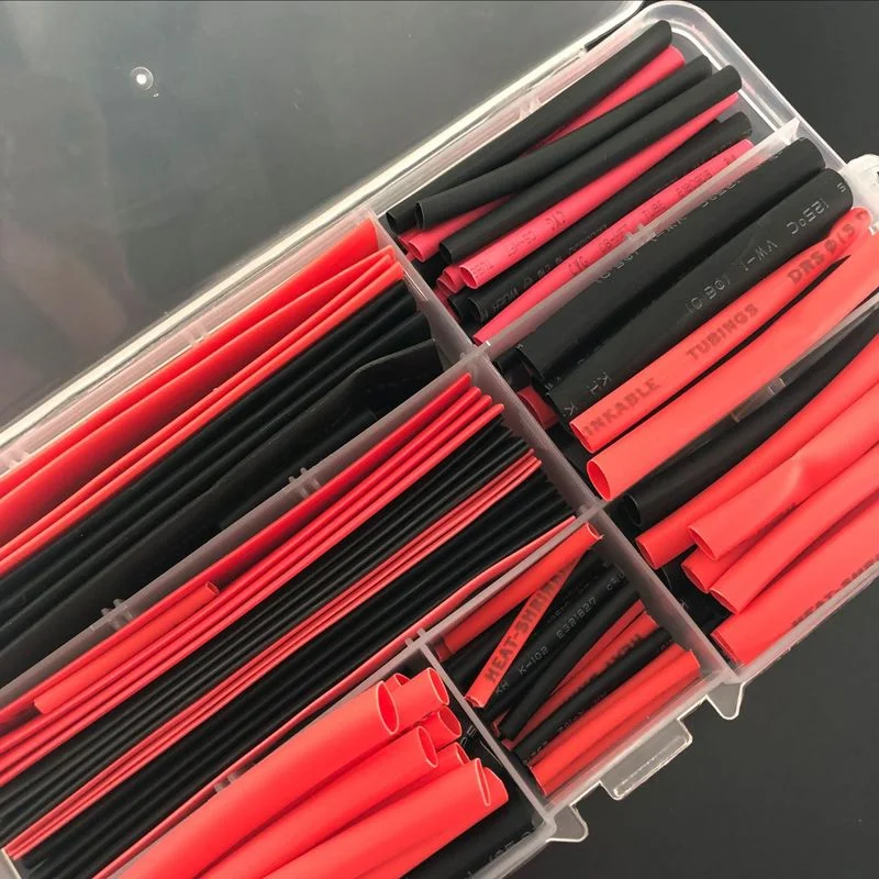 1set = 150PCS 7,28 m Schwarz Und Rot 2:1 Sortiment Schrumpf Schläuche Rohr Auto Kabel Sleeving Wrap draht Kit