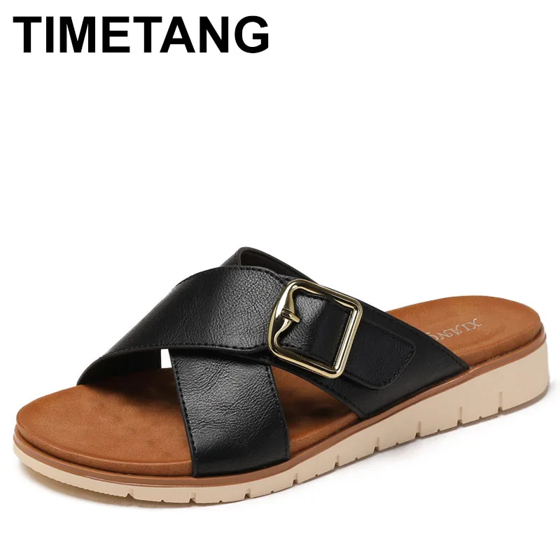 

Женские уличные тапочки, новые летние повседневные тапочки на танкетке с пряжкой на низком каблуке и ремнем