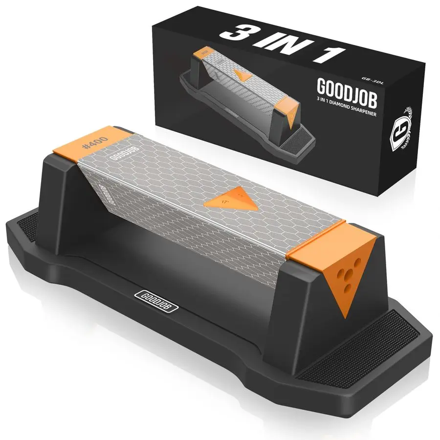 

Large Diamond Sharpening Stone Set 3 Side Grit 400 600 1000 Premium Industrial Diamond Knife Sharpener Suitable for Steel of any