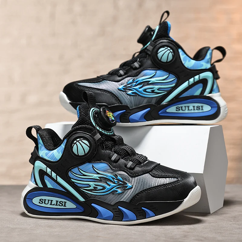 

A pair of boys' all-season leather basketball shoes, comfortable and soft sneakers, sizes 29-39，MF-X211
