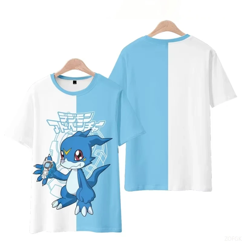 

Мужские и женские футболки с рисунком аниме Digimon, новая летняя футболка с коротким рукавом и круглым вырезом, футболка для спорта и отдыха