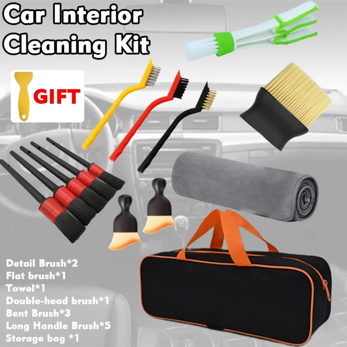 Power Scrubber 1-15Pcs Car Cleaning Detailing Brush Kit For Leather Air Vents Rim Dirt Dust Clean Tools Uses For Car Accessories