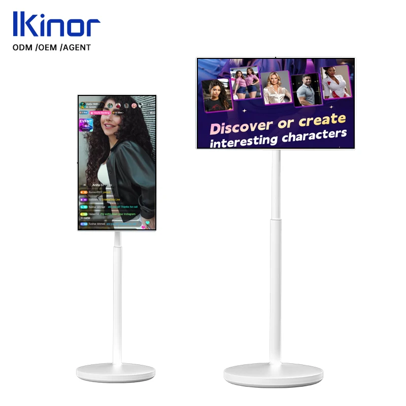 Portable Full HD 1080p LCD Digital Signal Display Rotating Smart TV Stand Mobile Smart Television Monitor Indoor Use